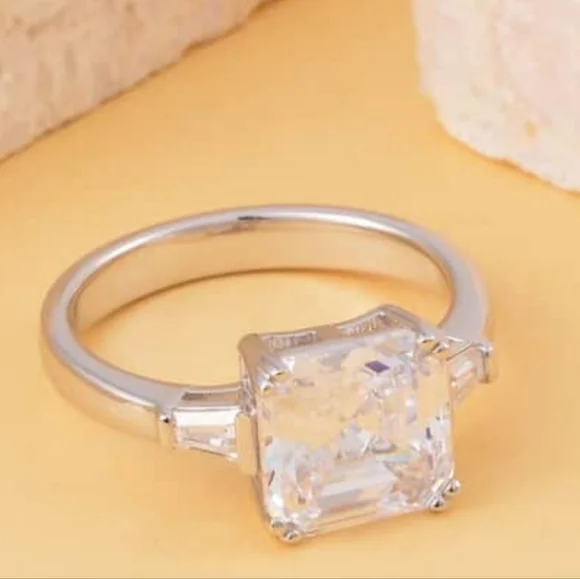 Lustro Stella Finest CZ Ring in Platinum over Sterling Silver Sz 9! - Picture 9 of 12